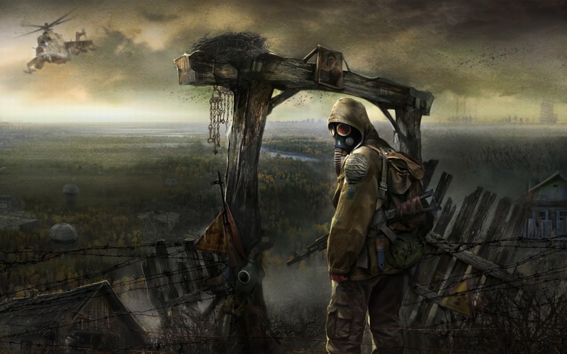 postapocalyptic, chernobyl, technology, radioacti, hd, Landscapes, vehicles, 720P, gas, S.T.A.L.K.E.R., guns, stalker, apocalypse, masks, art, helicopters