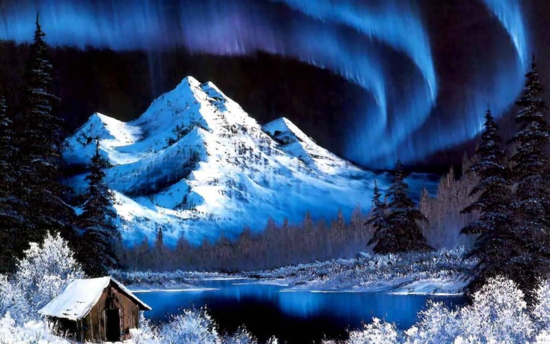 nature, bob, paintings, hd, art, 720P, ross, artwork, x, snow, mountains