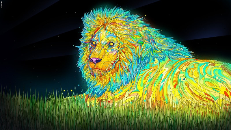 abstract, 720P, digital/artwork, lion, hd, colorful