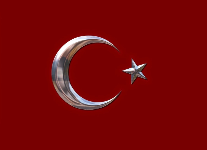 animal, animal themes, decoration, flag, christmas, no people, close-up, copy space, 480P, colored background, Turkey, metal, star shape, red, shape, single object