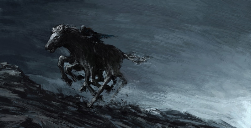 Odin, Sleipnir, fantasy art, 2K