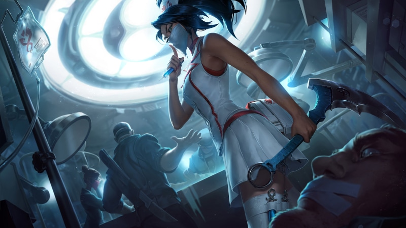 Akali, The patient, Swords, Nurse, Operation, Splash, Mask, 4K, Art, League Of Legends, Rework, Costume, LoL, The doctor, Artwork