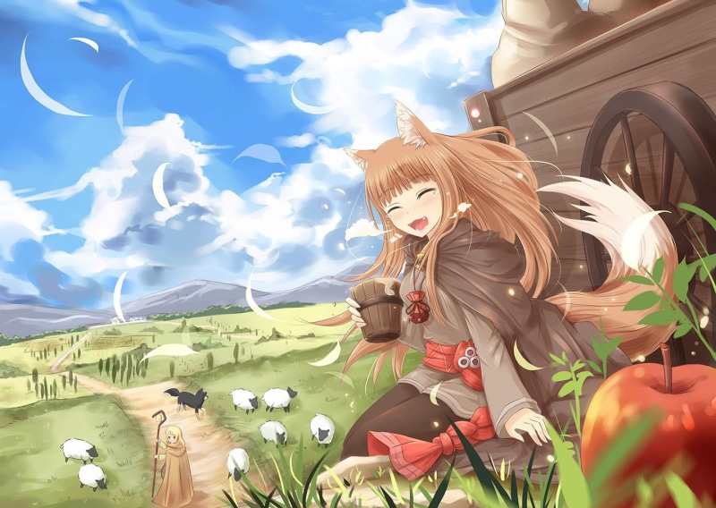 no people, nature, lifestyles, sunlight, 720P, fashion, outdoors, art and craft, sky, plant, Spice and Wolf, Okamimimi, Holo, representation, leisure activity
