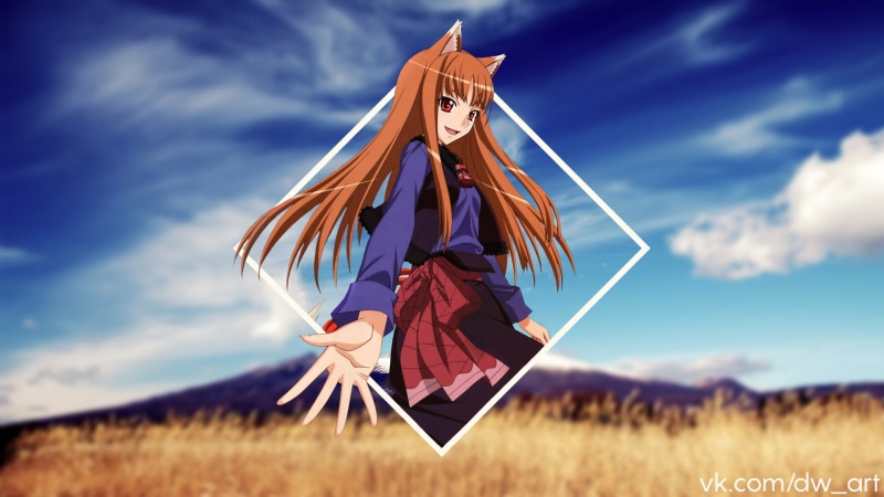 Spice and Wolf, 2D, Photoshop, anime girls, 1080P, picture-in-picture, Holo, Horo (Spice and Wolf)
