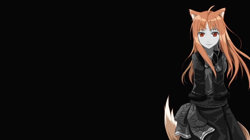 mystery, black background, obscured face, one person, anime, mask - disguise, copy space, Holo, unrecognizable person, wolf girls, women, Okamimimi, adult