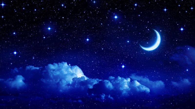 starry sky, night, starry night, 1080P, night sky, moon, moonlight, good night