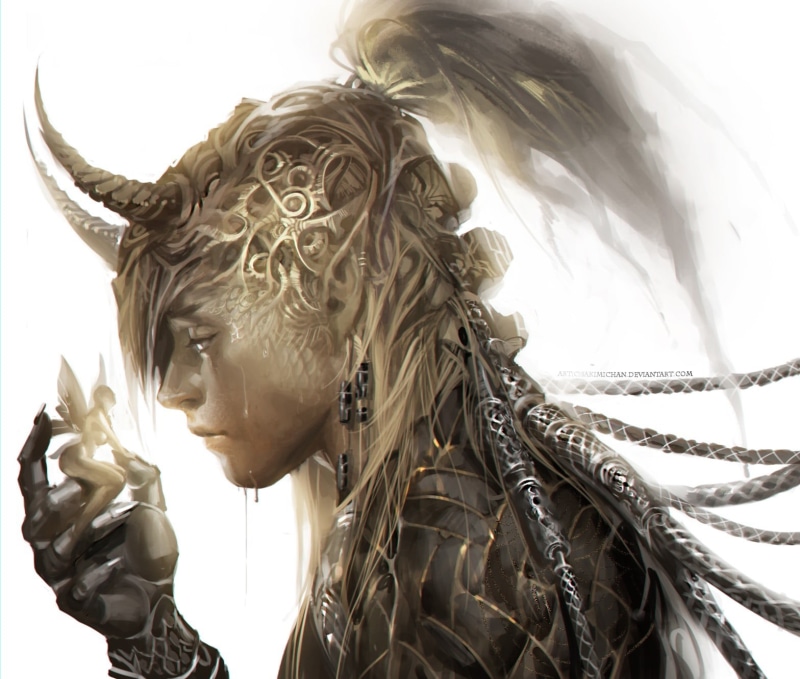 art and craft, statue, hair, angel, creativity, male likeness, craft, no people, realistic, ornate, illustration, anime, day, representation, 720P, Sakimichan