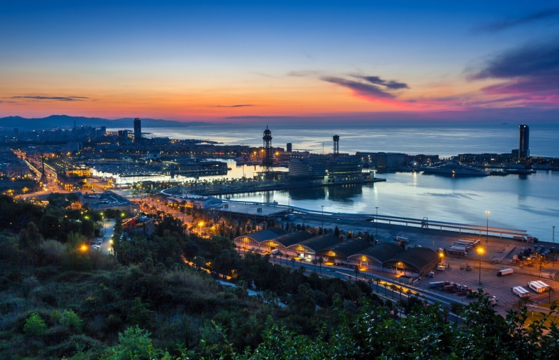 barcelona, landscape, architecture, harbors, Best s, 1080P, city, Spain, Sea, sunrise