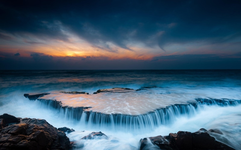 Beautiful, 1080P, Sunrise, Stones, Ocean, Beach, Landscape