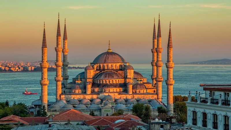 Turkey, 4k, sunrise, Sultan Ahmed Mosque, Istanbul, 4K