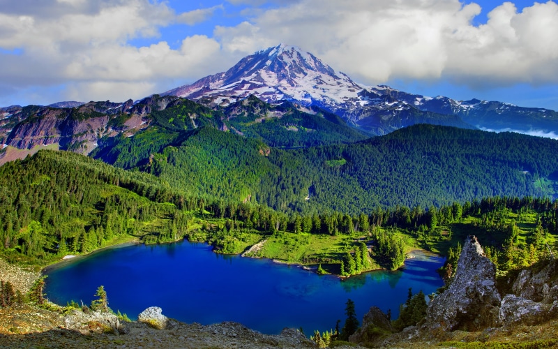tree, no people, national, sky, snowcapped mountain, washington, cold temperature, formation, hd, mount, beauty in nature, lake, nature, cloud - sky