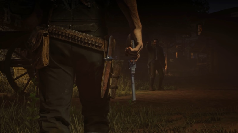 human limb, holding, men, human body part, night, field, Red Dead Redemption 2, adult, standing, casual clothing, nature, outdoors, land, arms raised, real people