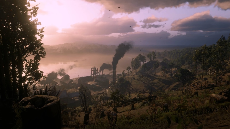 non-urban scene, idyllic, landscape, no people, plant, cloud - sky, pollution, tranquil scene, land, Rockstar Games, outdoors, tranquility, Red Dead Redemption 2