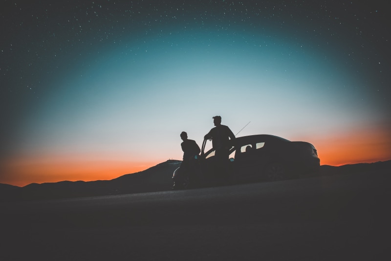 road, exploration, couple, adult, back Lit, 5K, car, people, sky, males, group Of People, reflection, togetherness, chill, sunrise, people Traveling, golden hour