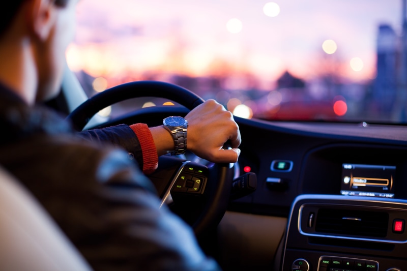 vehicles, auto, men, urban, human, road, car interior, adult, illuminated, one person, man, driver, dusk, vehicle interior, hurry, traffic, city, 5K, car
