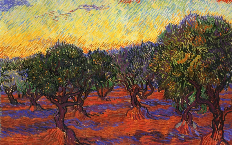 gogh, van, green, painting, vincent, 1080P, trees