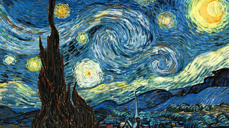 vincent van gogh, canvas, post-impressionist, van gogh, art, starry night, painting, 1080P
