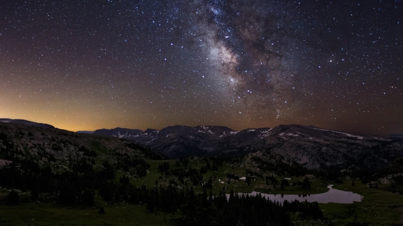 starry, mountain, environment, space, stars, tranquil scene, star - space, star, tranquility, 1080P, scenics - nature, non-urban scene, sky, landscape