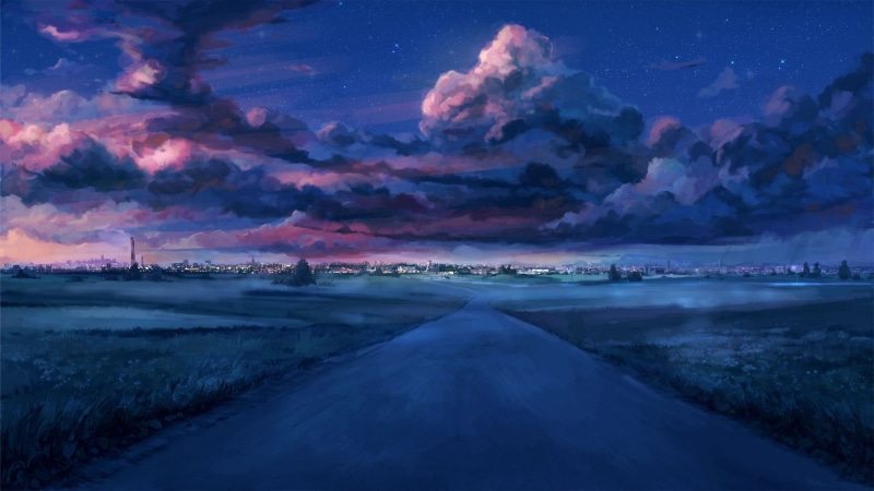 forest, scenics, astronomy, art, sunset, clouds, blue, cloud - Sky, river, winter, Fate Series, no people, Everlasting Summer, non-Urban Scene, starry night