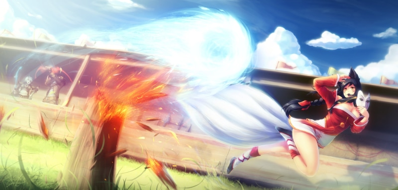 anime girls, 2K, nature, sky, League of Legends, Ahri, day, adult, illustration, outdoors, child, Ashe (League of Legends), character, young adult, female