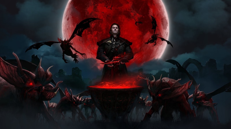 Gwent, men, 1080P, vampires, The Witcher 3: Wild Hunt, The Witcher, video games, Blood moon, artwork, Dettlaff, digital art