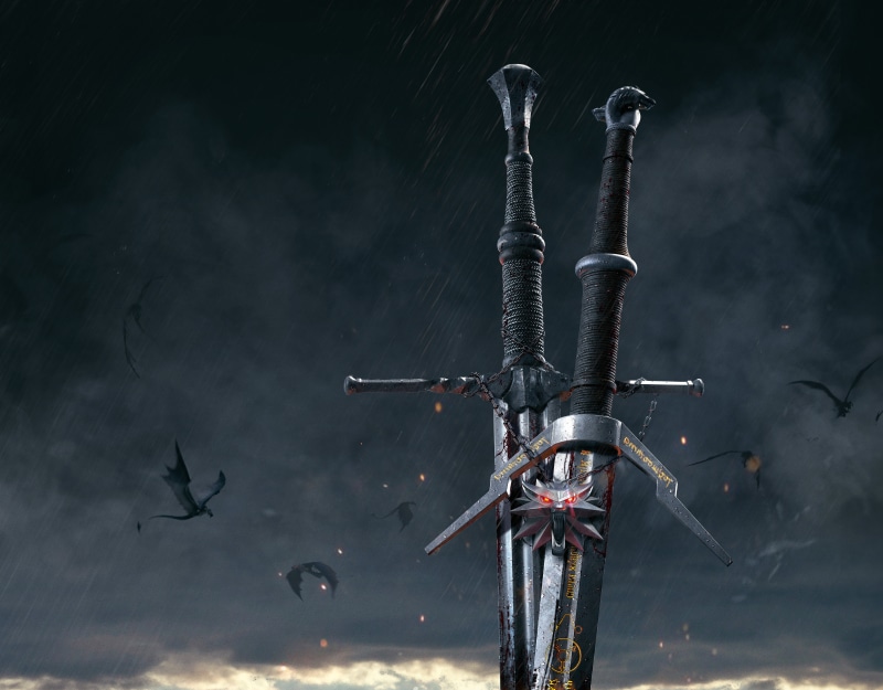 weapons, group of animals, medallion, animal themes, night, no people, technology, The Witcher 3: Wild Hunt, flying, animal, low angle view, cloud - sky