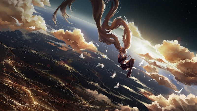 sky, Vocaloid, nature, invertebrate, undersea, sea, beauty in nature, swimming, animals in the wild, no people, water, hatsune, Hatsune Miku, marine, underwater