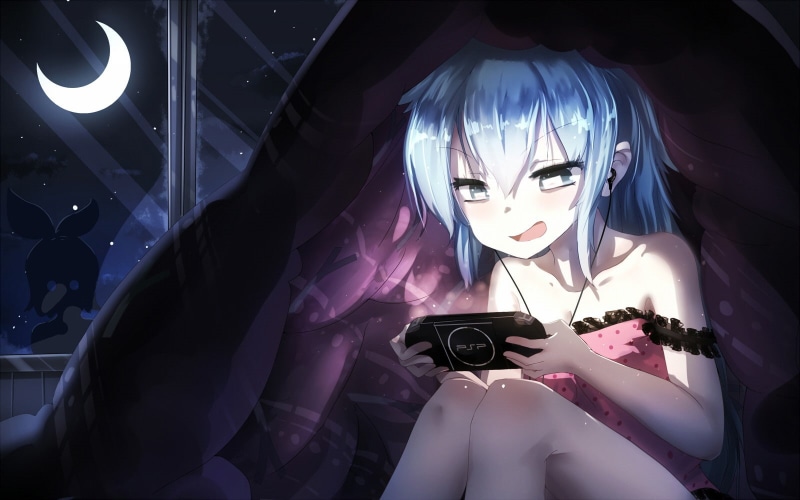 vocaloid, 720P, moon, hatsune miku, anime, girls, anime girls, hatsune, miku, psp
