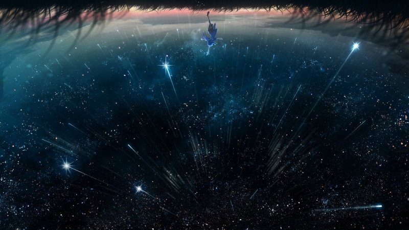 Girl, Shooting Star, Original, Grass, Anime, Starry Sky, 2K