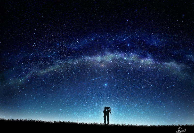 4K, Couple, Anime, Original, Starry Sky