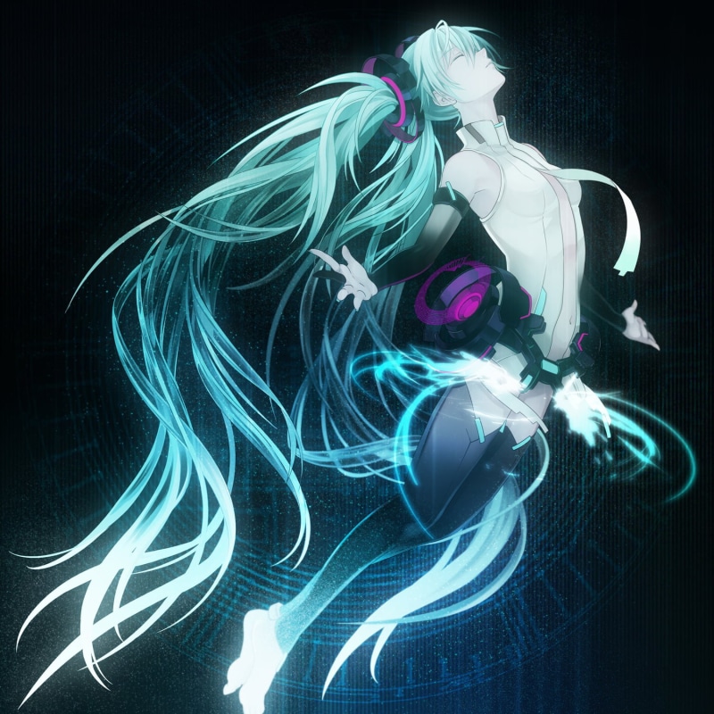 Vocaloid, glowing, motion, technology, digital art, multi colored, fantasy art, swirl, flowing, character, anime, blue hair, chaos, no people, long exposure