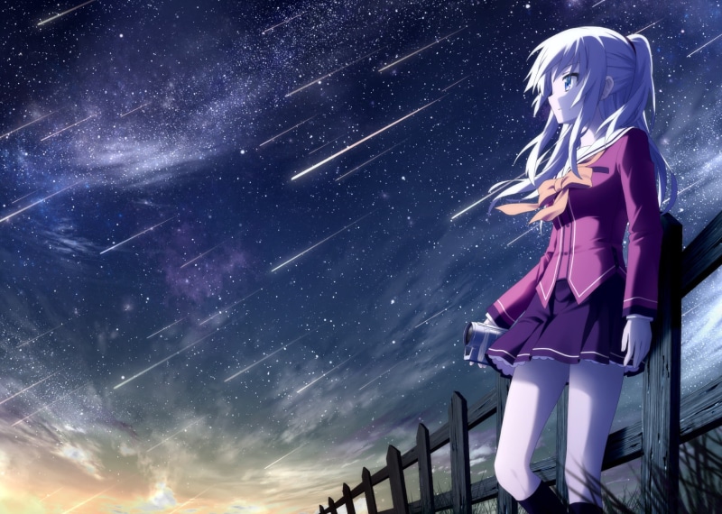 Nao Tomori, standing, Anime, digital composite, women, 1080P, illustration, fantasy, blue, character, nature, one Person, lifestyles, Stars, female, young Adult