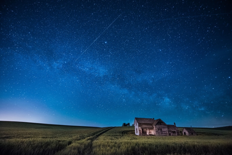 astronomy, panoramic photography, nebula, NXNW, house, nature, falling, photography, star, landscape, galaxy, surrounded, panoramic, grass, Milky Way, dark