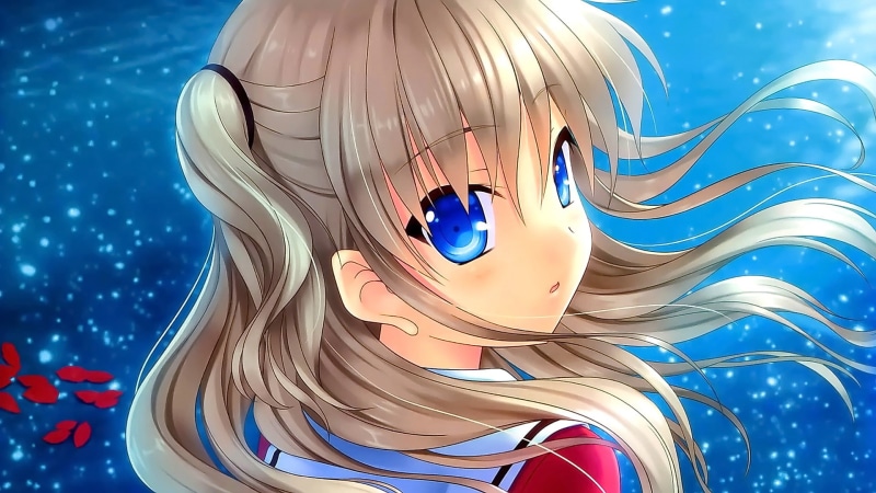 blue eyes, anime girls, 1080P, blonde, Charlotte (anime), Tomori Nao, open mouth, long hair, anime