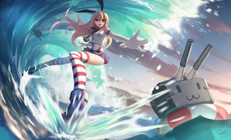 Boots, trip, underwater diving, motion, sunlight, swimwear, Glove, Smile, sea, aquatic sport, vacations, floating on water, nature, excitement, Shimakaze (Kancolle)