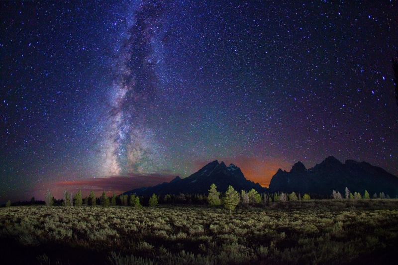 stars, Milky Way, landscape, starry night, long exposure, galaxy, clouds, night, mountains, 1080P, trees
