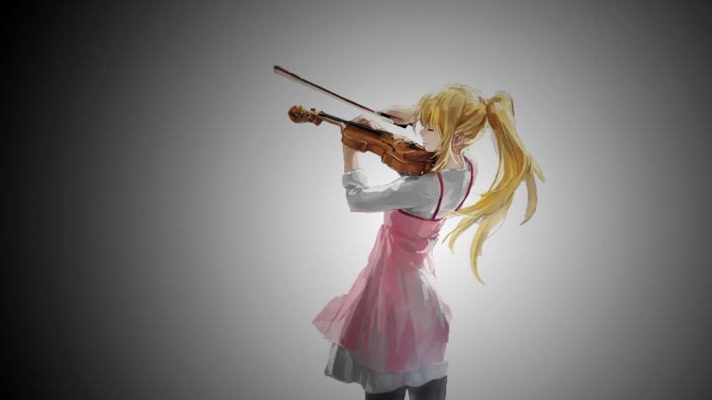 4K, women, profile view, indoors, gray background, adult, gray, Miyazono Kaori, female, blond hair, anime, character, hair, young adult, one person, hairstyle