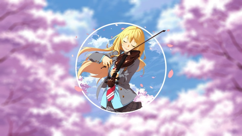 illustration, blue, playing, pink color, one person, violin, fragility, motion, female, sunlight, anime girls, anime, low angle view, 1080P, holding, lifestyles