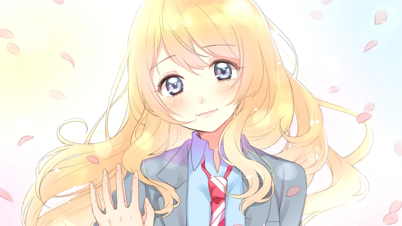 4K, Shigatsu wa Kimi no Uso, real people, Miyazono Kaori, beautiful woman, multi colored, blond hair, female, portrait, young adult, character, young women