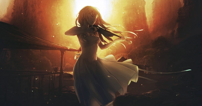sunset, violin, anime girls, anime, 720P, Shigatsu wa Kimi no Uso, Miyazono Kaori