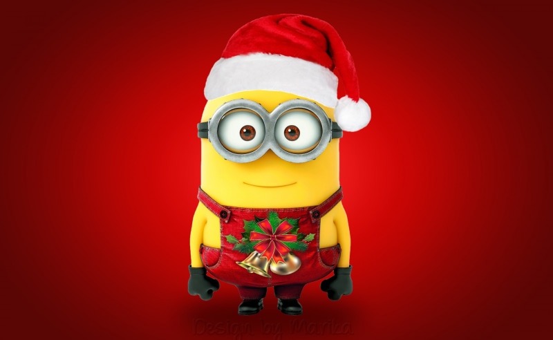childhood, Xmas, creativity, colored background, minions, merry, illustration, clothing, cut out, merry christmas, red, close-up, 2K, Funny, celebration
