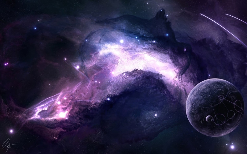 fantasy art, nebula, star - space, space art, science fiction, water, digital art, 720P, JoeyJazz, planet - space, lightning, nature, galaxy, astronomy