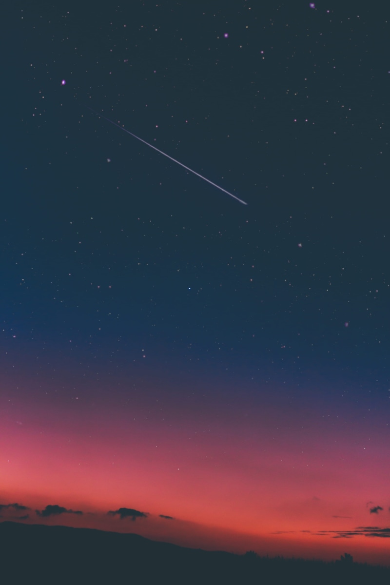 scenics - nature, science, infinity, cloud, shooting, night, dark, outdoors, no people, blue, landscape, constellation, orange color, star, starry, nature