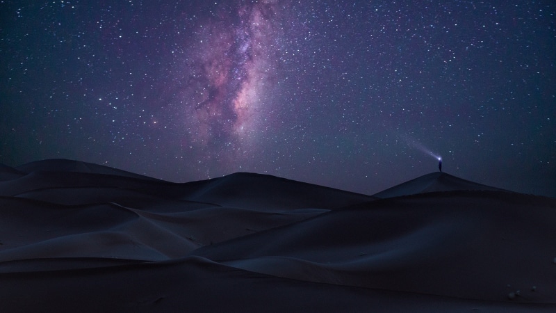 mountain, tranquility, dark, nature landscape long exposure desert sahara milky way starry night dune space, outdoors, sky, arts culture and entertainment