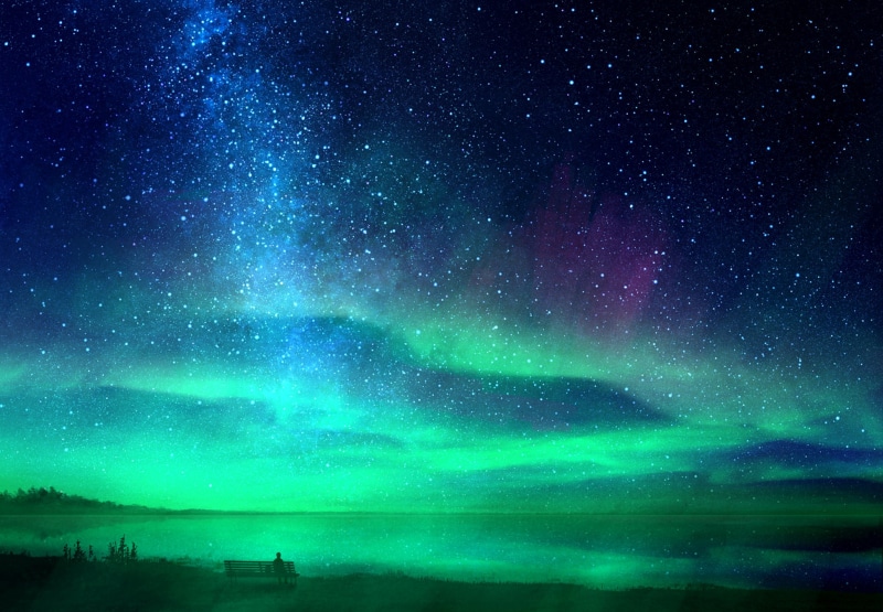 Lake, Aurora Australis, Night, Stars, Fantasy, 1080P, Sky