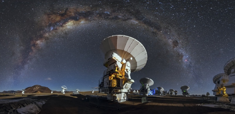 ALMA Observatory, satellite, nature, long exposure, star - space, sky, technology, space exploration, landscape, gray, galaxy, star, industry, science