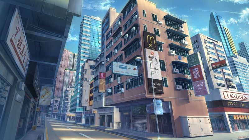 City, Anime, Original, Building, Original (Anime), 4K, Street