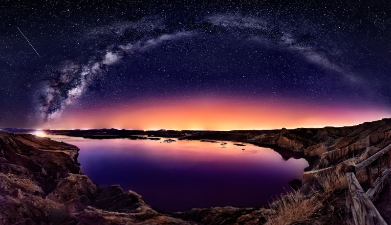 nature, Milky way, Bay, sky, Long Exposure, lake, scenics - nature, fence, comet, reflection, no people, space, star, astronomy, galaxy, landscape, Starry Night