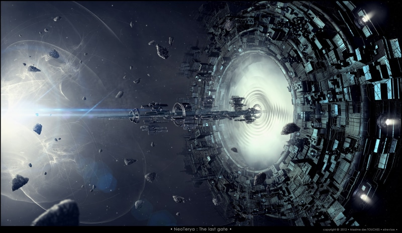 1080P, future, spaceship, debris, wormhole