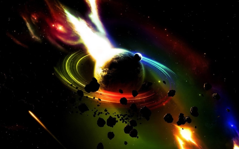 beauty in nature, illuminated, colorful, water, comet, night, 1080P, digital art, motion, planet, space, sea, astronomy, nature, universe, nightlife, indoors